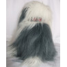 Nicotoy Belgien - Hund Bobtail weiß, graublau, kariertem Schal - ca. 40 cm hoch und ca. 35 cm lang - sitzend