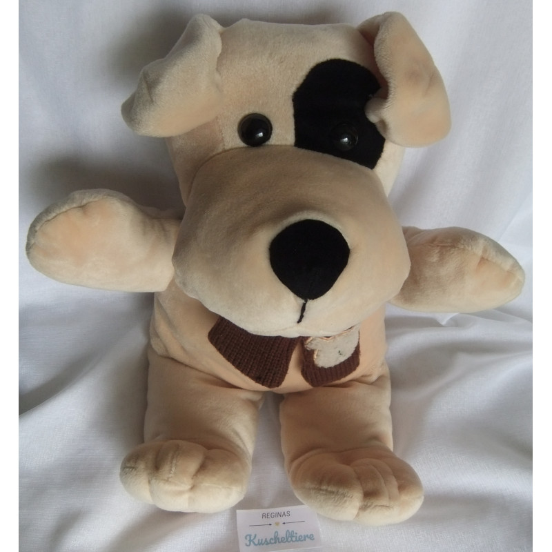 Nicotoy Belgien - Hund Brauntöne mit Strickschal braun - ca. 45 cm groß