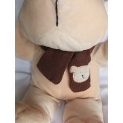 Nicotoy Belgien - Hund Brauntöne mit Strickschal braun - ca. 45 cm groß
