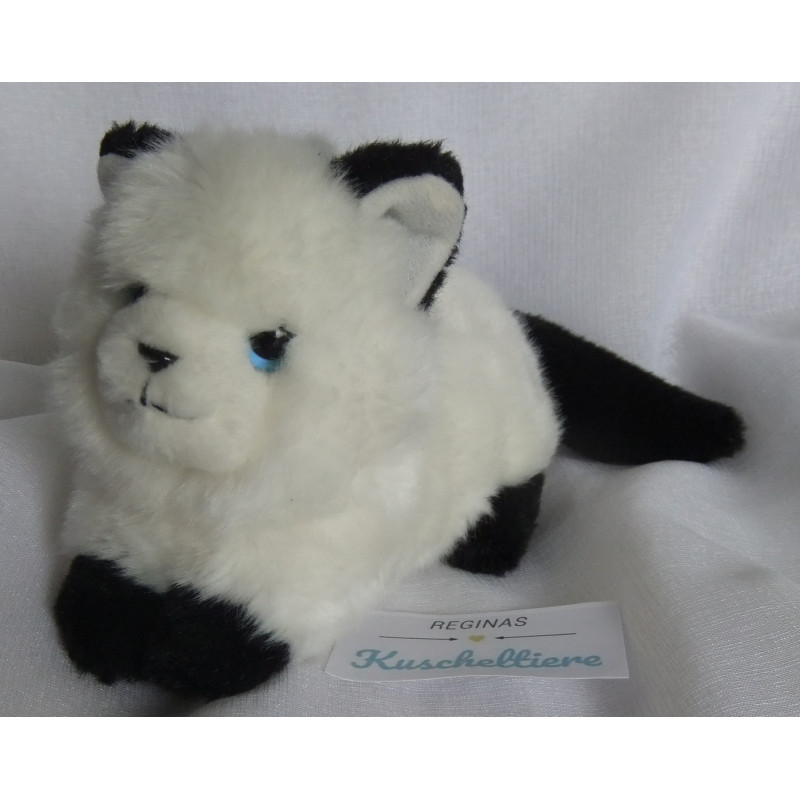 Nicotoy - Plüschtier - Katze - weiß, schwarz - ca. 17 cm lang und ca. 11 cm hoch