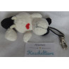 Nici - Schlüsselanhänger / Karabinerhaken - Hund weiß, schwarz mit Herzchenapplikation rot - ca. 12 cm  groß - Schlenker