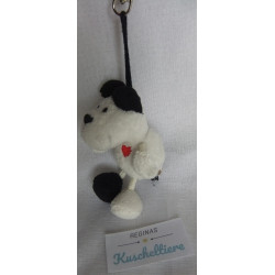 Nici - Schlüsselanhänger / Karabinerhaken - Hund weiß, schwarz mit Herzchenapplikation rot - ca. 12 cm  groß - Schlenker