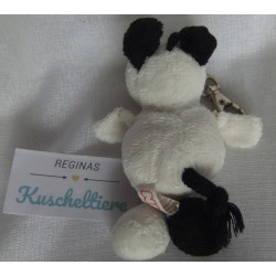 Nici - Schlüsselanhänger / Karabinerhaken - Hund weiß, schwarz mit Herzchenapplikation rot - ca. 12 cm  groß - Schlenker