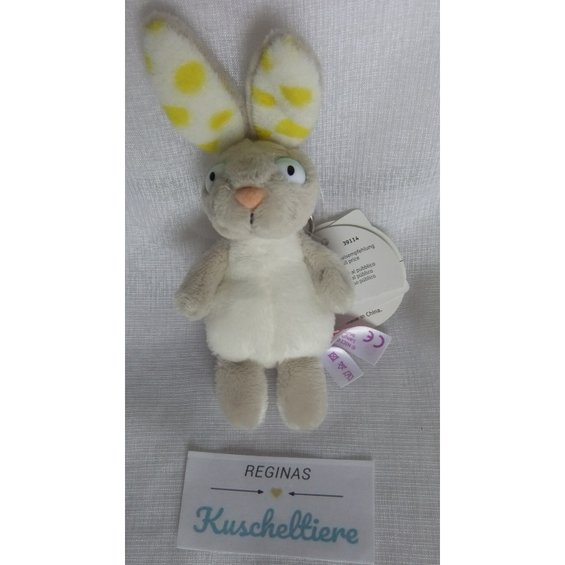 Nici - Schlüsselanhänger - Spring Hase - weiß, grau Öhrchen weiß mit gelben Punkten - ca. 10 cm groß
