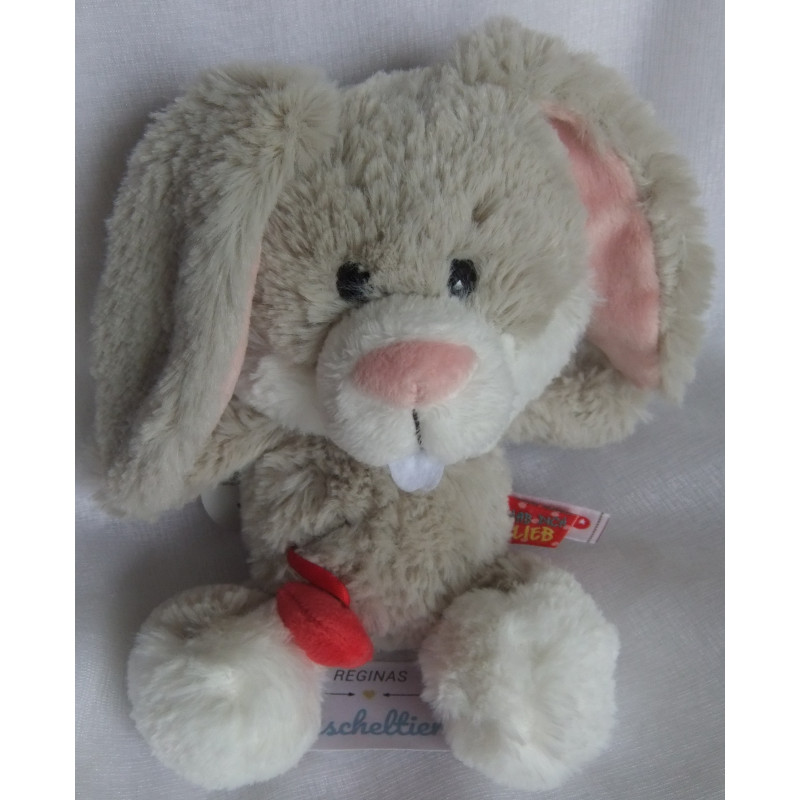 Nici - Plüschtier - Hab Dich Lieb Hase grau, weiß mit Herzchen und Bauchtasche - ca. 25 cm groß - Schlenker
