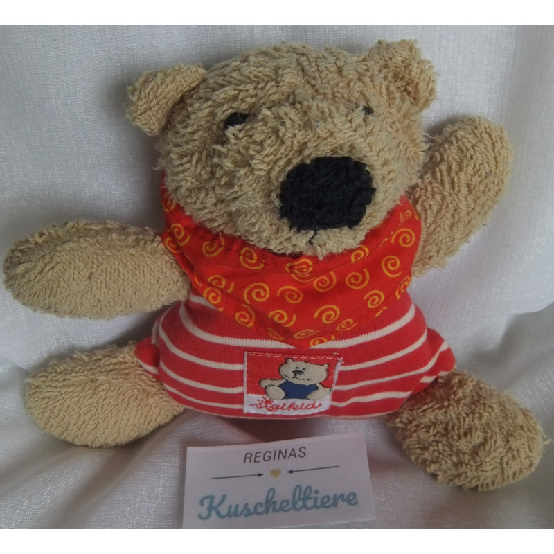 Sigikid - Quietsche - Frottee/Stoff - Bär Smutje - braun, rot-weiß gestreift - ca. 18 cm groß
