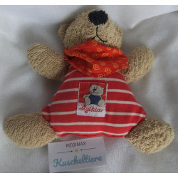 Sigikid - Quietsche - Frottee/Stoff - Bär Smutje - braun, rot-weiß gestreift - ca. 18 cm groß