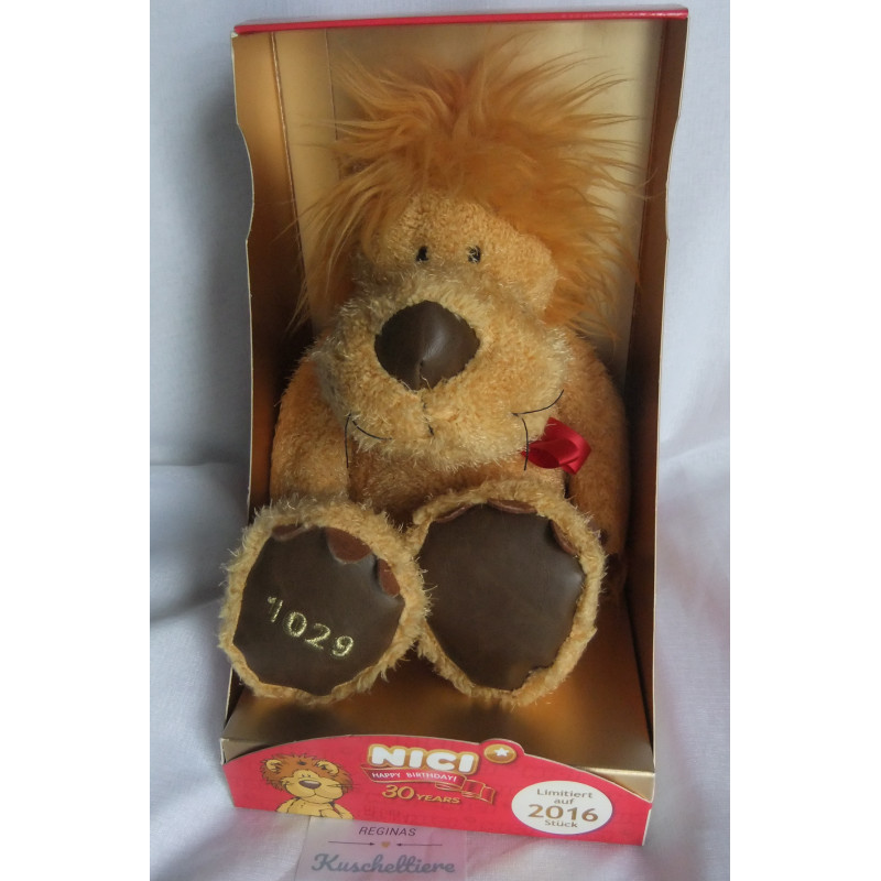 Nici - Plüschtier - Limited Edition 30 Jahre Nici (2016) - Löwe mit der Nummer 1506 - ca. 35 cm groß - Schlenker