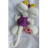 Depesche - Plüschtier - Diddl Maus mit lila Kleidchen und dicker Schleife gelb mit lila Punkten - ca. 23 cm groß - Schlenker