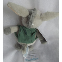 Babydream - Spieltier - Kuscheltier - Esel Emil grau, weiß mit gestreiftem Halstuch und grünem Rucksack - ca. 23 cm - Schlenker