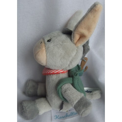 Babydream - Spieltier - Kuscheltier - Esel Emil grau, weiß mit gestreiftem Halstuch und grünem Rucksack - ca. 23 cm - Schlenker