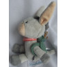 Babydream - Spieltier - Kuscheltier - Esel Emil grau, weiß mit gestreiftem Halstuch und grünem Rucksack - ca. 23 cm - Schlenker