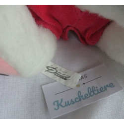 Depesche - Vintage Plüschtier - Diddl Maus weiß mit Latzhose pink mit gelben Knöpfen - ca. 25 cm groß - Schlenker