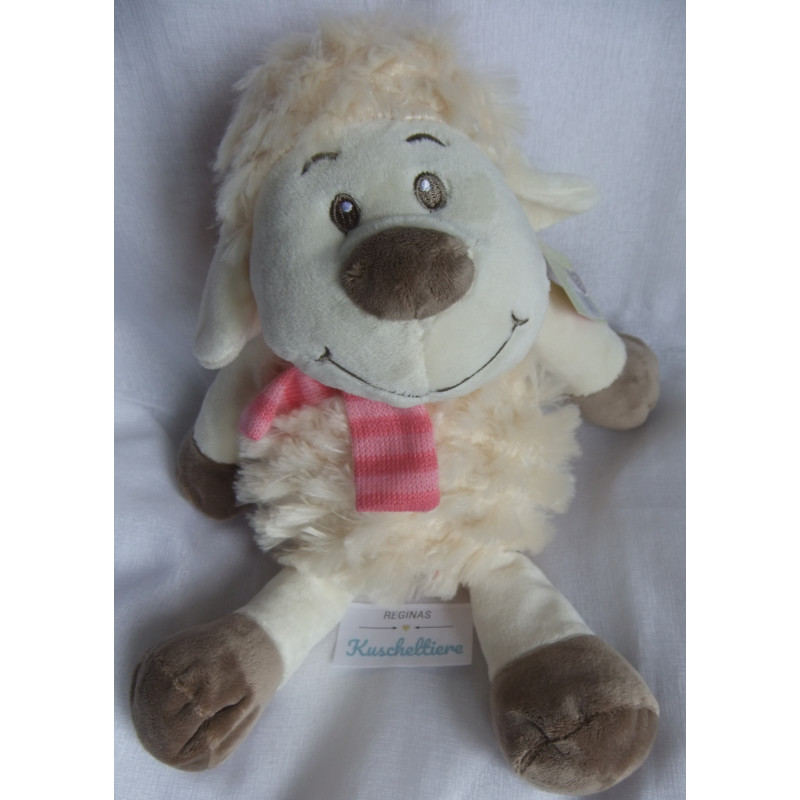 Brauns-Heitmann GmbH & Co.KG - DM - Plüschtier - Schaf creme mit Strickschal rosa gestreift - ca. 40 cm groß - Schlenker