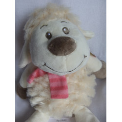 Brauns-Heitmann GmbH & Co.KG - DM - Plüschtier - Schaf creme mit Strickschal rosa gestreift - ca. 40 cm groß - Schlenker
