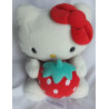 Sanrio - Plüschtier - Hello Kitty Katze mit Plüscherdbeere in den Händen - ca. 25 cm groß - sitzend