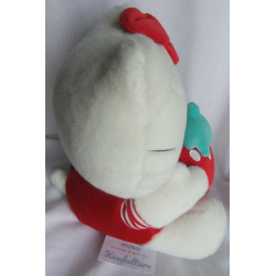 Sanrio - Plüschtier - Hello Kitty Katze mit Plüscherdbeere in den Händen - ca. 25 cm groß - sitzend