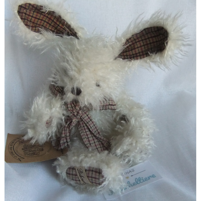 Bukowski Design - Plüschtier - Hase Baby Ernest- wollweiß, braun kariert - ca. 22 cm groß - Schlenker