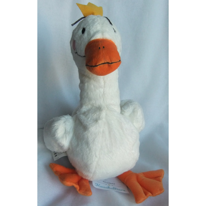 Ikea - Plüschtier - Ankig - Entchen Ente weiß, orange mit Krönchen gelb - ca. 45 cm groß - Schlenker