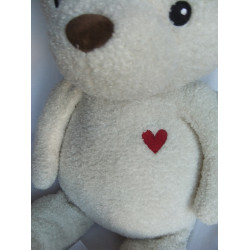H&M Home - Plüschtier - Bär weiß mit rotem Herzchen - ca. 60 cm groß - Schlenker