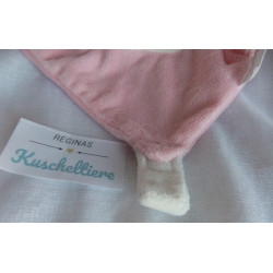 Inware - Inwolino - Schmusetuch - Hase rosa, weiß - mit Schnullerband (Klettverschluß)