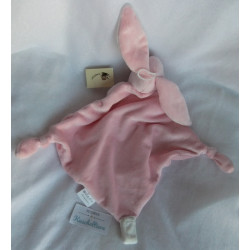 Inware - Inwolino - Schmusetuch - Hase rosa, weiß - mit Schnullerband (Klettverschluß)