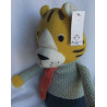 Depot - Plüschtier - For Little Only - Strick - Tiger mit Schlips - gelb, beige, blau, grau - ca. 56 cm groß - Schlenker