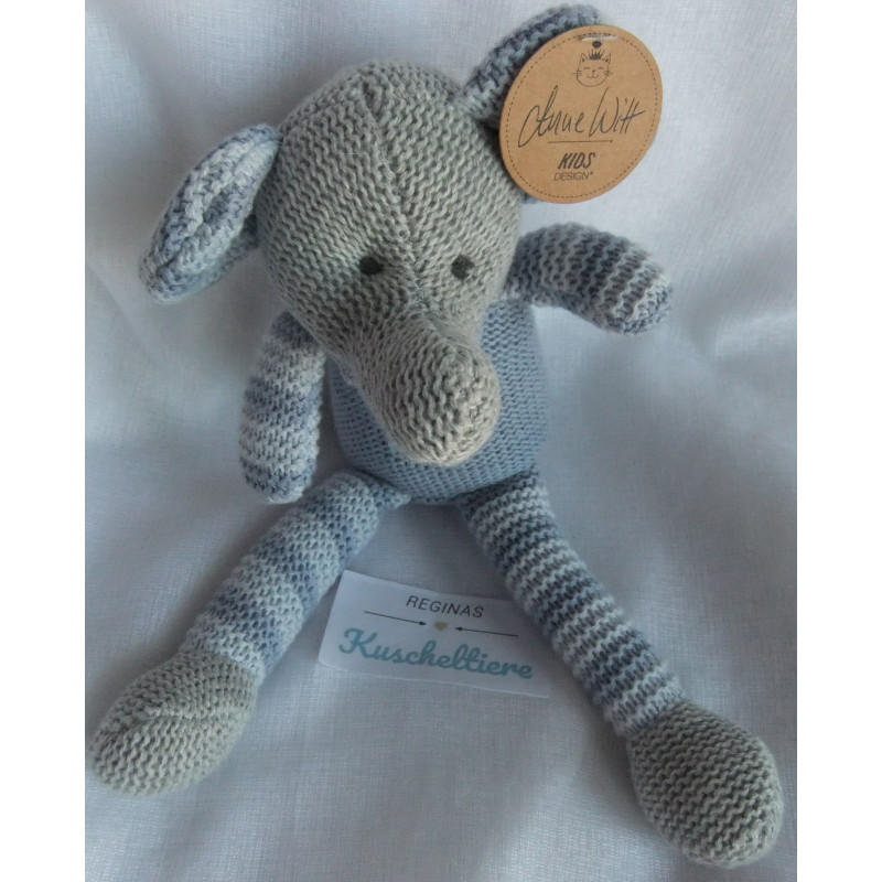 Nanu Nana - Anne Witt - Spieltier - Strick - Elefant - grau, blau - ca. 27 cm groß - Schlenker