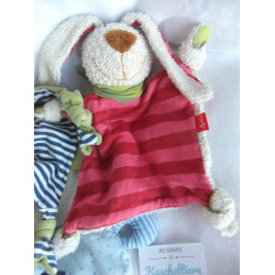Sigikid - drei Schmusetücher - Schaf BluBluBlu - Frosch blau-weiß gestreift - Hase Frottee rot gestreift