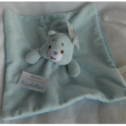 Kik - Care Bears  - Schmusetuch - Glücksbärchies mit Rasselgeräusch - hellblau, blau gestreift - ca. 28 cm x 28 cm groß