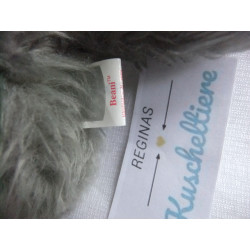 Ty - Plüschtier - Vintage - Katze Beani grau mit roter Schleife - ca. 21 cm groß - liegend