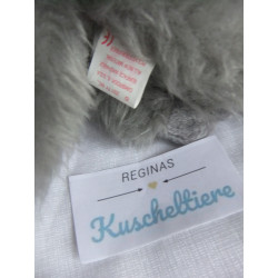 Ty - Plüschtier - Vintage - Katze Beani grau mit roter Schleife - ca. 21 cm groß - liegend