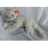 Ty - Plüschtier - Vintage - Katze Starlett weiß mit karierter Schleife - ca. 19 cm groß - liegend