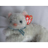 Ty - Plüschtier - Vintage - Katze Starlett weiß mit karierter Schleife - ca. 19 cm groß - liegend