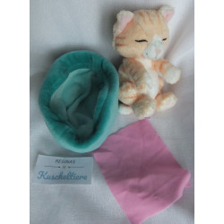 Nici - Plüschtier - Sleeping Pets - Katze beige, orange, rosa im Körbchen blau, türkis