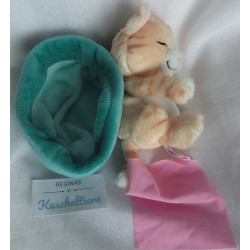 Nici - Plüschtier - Sleeping Pets - Katze beige, orange, rosa im Körbchen blau, türkis