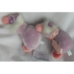 Nici - Plüschtiere - zwei knuffige Enten Gina lila mit Schleife auf dem Köpfchen - ca. 12 cm groß - sitzend