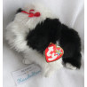 Ty - Plüschtier - Vintage - Hund - Poofie - schwarz, weiß mit kleiner roter Schleife auf dem Kopf - ca. 17 cm groß - lang