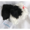Ty - Plüschtier - Vintage - Hund - Poofie - schwarz, weiß mit kleiner roter Schleife auf dem Kopf - ca. 17 cm groß - lang