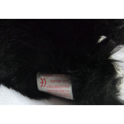 Ty - Plüschtier - Vintage - Hund - Poofie - schwarz, weiß mit kleiner roter Schleife auf dem Kopf - ca. 17 cm groß - lang