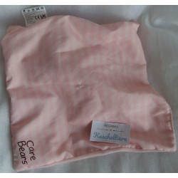 Kik - Sambro - Care Bears  - Schmusetuch - Glücksbärchies mit Rasselgeräusch - rosa, rosa gestreift - ca. 28 cm x 28 cm groß