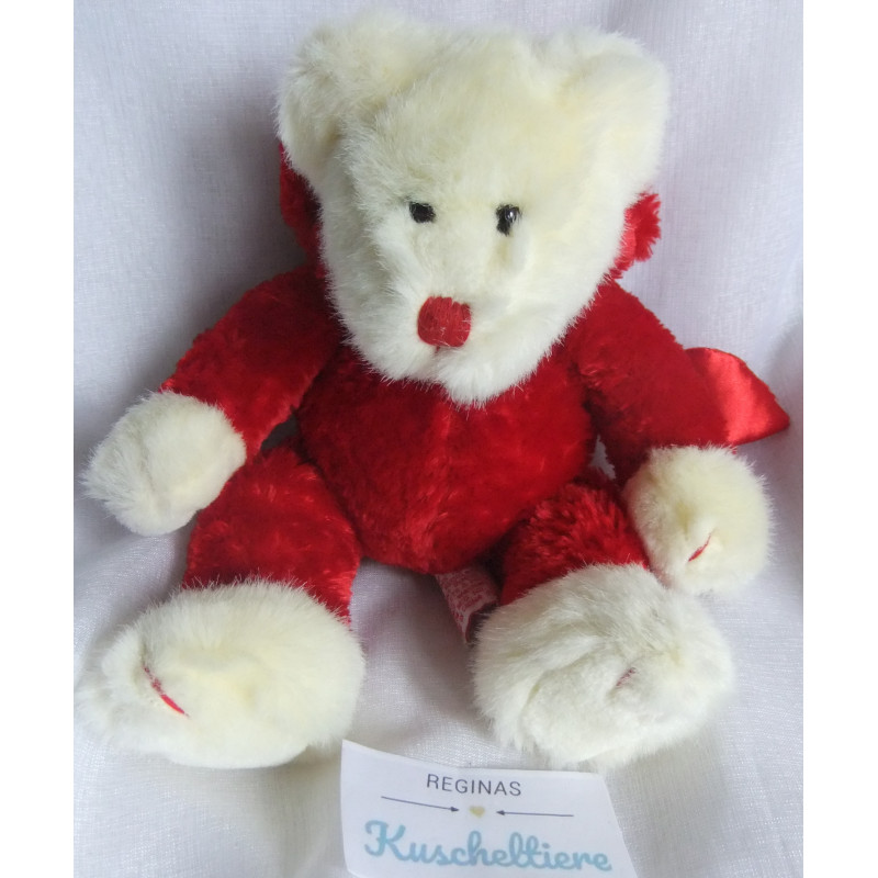 Russ Berrie - Plüschtier - Bär Eisbär Blaze im Teufelskostüm - weiß, rot - ca. 24 cm groß - Schlenker