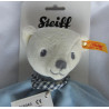 Steiff - Schmusetuch - Bär Knuffi hellblau, hellblau-weiß-dunkelblau mit Halstuch blau-weiß kariert- ca. 26 cm lang