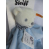Steiff - Schmusetuch - Bär Knuffi hellblau, hellblau-weiß-dunkelblau mit Halstuch blau-weiß kariert- ca. 26 cm lang