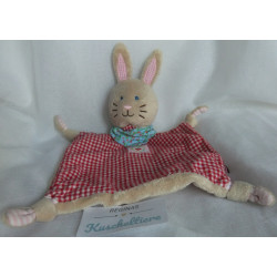 Spiegelburg - BabyGlück - Schmusetuch Hase kariert mit Halstuch hellblau mit Blumenmotive - ca. 23 cm lang