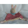 Spiegelburg - BabyGlück - Schmusetuch Hase kariert mit Halstuch hellblau mit Blumenmotive - ca. 23 cm lang