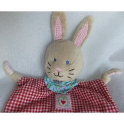 Spiegelburg - BabyGlück - Schmusetuch Hase kariert mit Halstuch hellblau mit Blumenmotive - ca. 23 cm lang