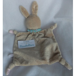 Spiegelburg - BabyGlück - Schmusetuch Hase kariert mit Halstuch hellblau mit Blumenmotive - ca. 23 cm lang