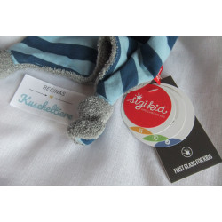 Sigikid - Schmusetuch - Frottee/Stoff - Elefant Lolo Lombardi - grau, blau gestreift mit Halstuch - ca. 25 cm lang