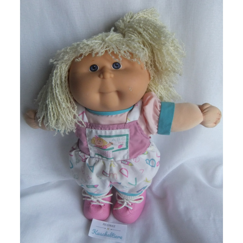 Hasbro - Cabbage Patch First Edition - Puppe mit hellen Haaren, Einteiler, Schuhe - Vintage